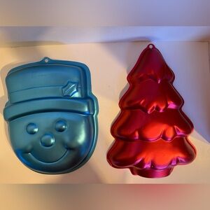NEW Wilton Iridescents Pans - Snowman & Christmas Tree - Retired 2002 - Holiday